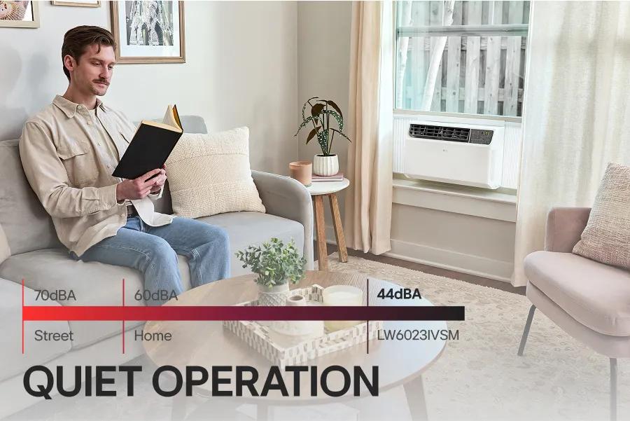 70dBA
60dBA
Street
Home
QUIET OPERATION
44dBA
LW6023IVSM