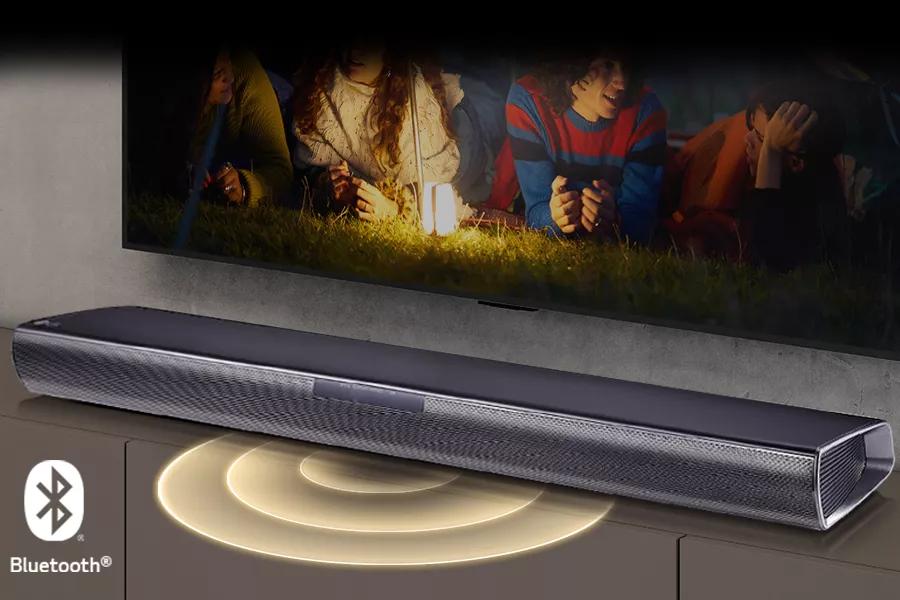 Connect your phone or tablet to the LG Sound Bar via Bluetooth® and enjoy your playlist through the high-quality sound bar.