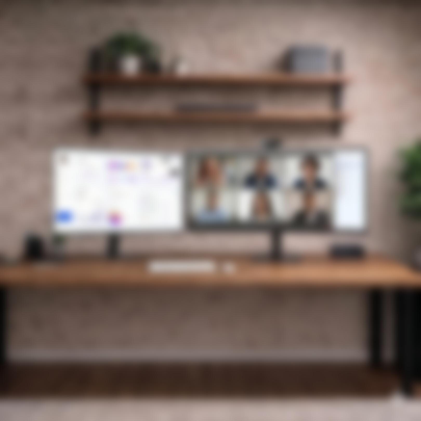 Two LG Monitors appear on a neat desktop in a clean office setting.