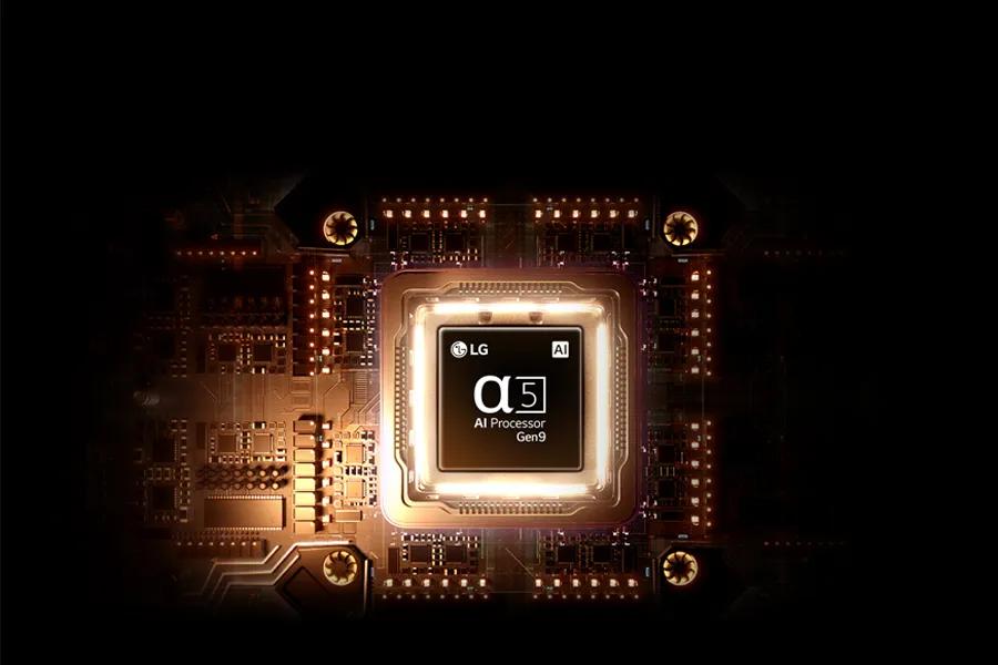 LG 27U511SB-W SmartMonitor featuring Alpha 5 AI Processor Gen9 chip on circuit board
