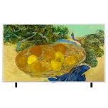 The front view of LG ART TV fills the screen with Vincent van Gogh's painting, as textured yellow lemons and green foliage appear vividly across the display like a framed gallery artwork.