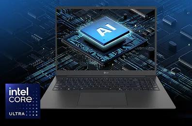 LG Laptop showcased with Intel Core Ultra AI processor.