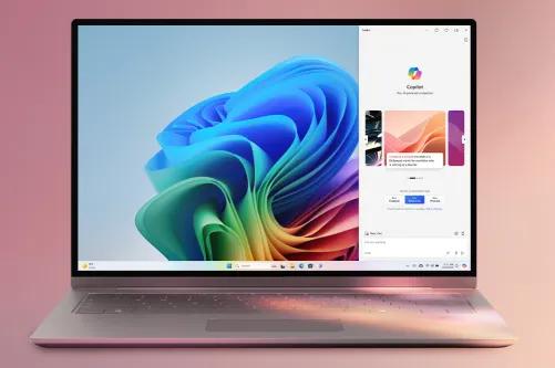 Laptop with Copilot program screen.
