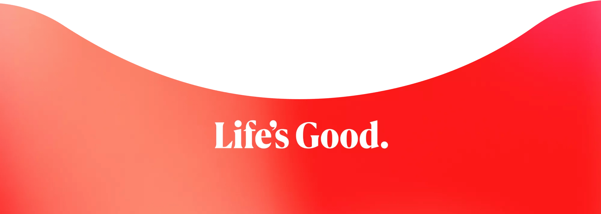 LG's 'Life's Good' tagline in white bubble letters