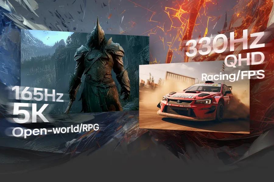 Dual Mode: 5K 165Hz for Detail or QHD 330Hz for Speed
