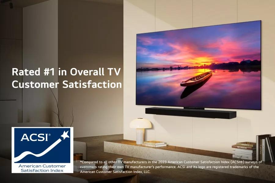 LG TV lifestyle image communicating LG TVs are rated #1 in overall customer satisfaction according to the American Customer Satisfaction Index