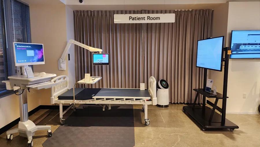 Patient room with LG digital displays and monitors in  LG's Los Angeles Business Innovation Center