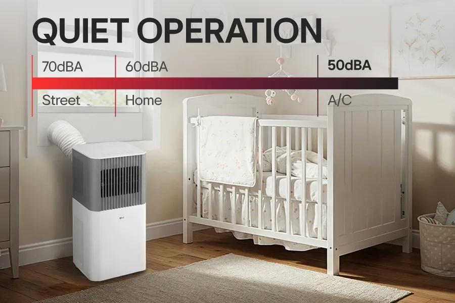 LG Window Air Conditioners operate at sound levels as low as 50dB (when in low mode) eliminating unnecessary noise for smooth operation that you'll barely notice.