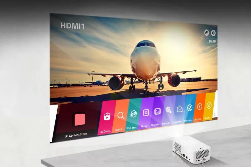 LG Smart TV - projector displaying smart tv control onto wall