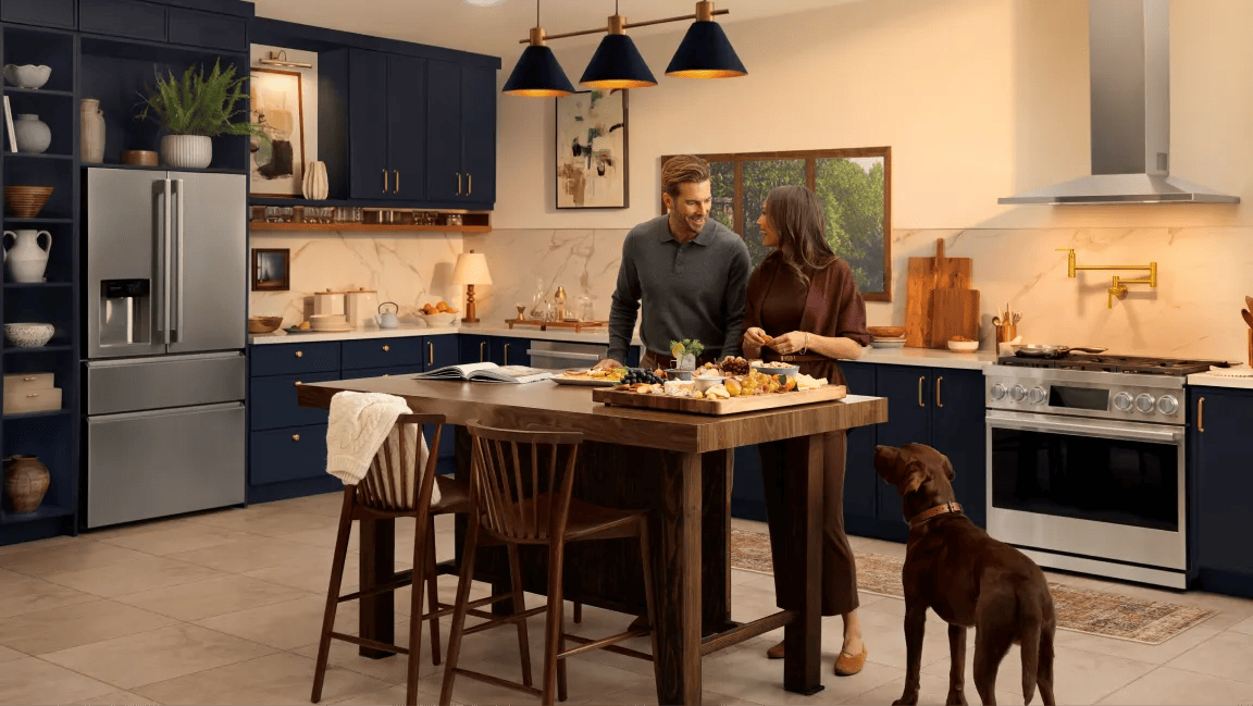 Various LG SIGNATURE appliances appear in various home settings. 
