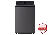 Front view of dark gray top load washer with America's Most Reliable Line of Appliances badge at the bottom right.