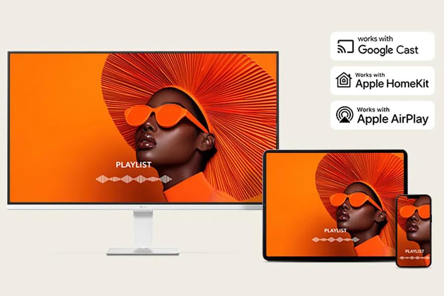 27U511SB-W Monitor with Bluetooth connectivity works with Google Cast Apple HomeKit and Apple AirPlay