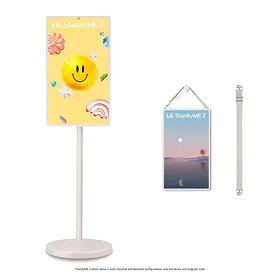 LG StanbyME 2 27-inch portable smart screen with Carry Strap accessory.