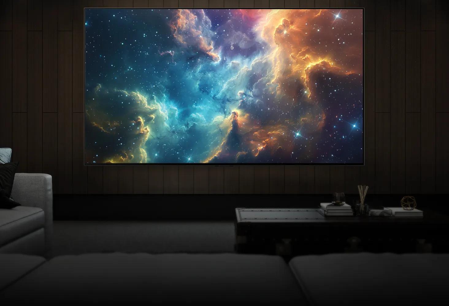 OLED TV with space image.