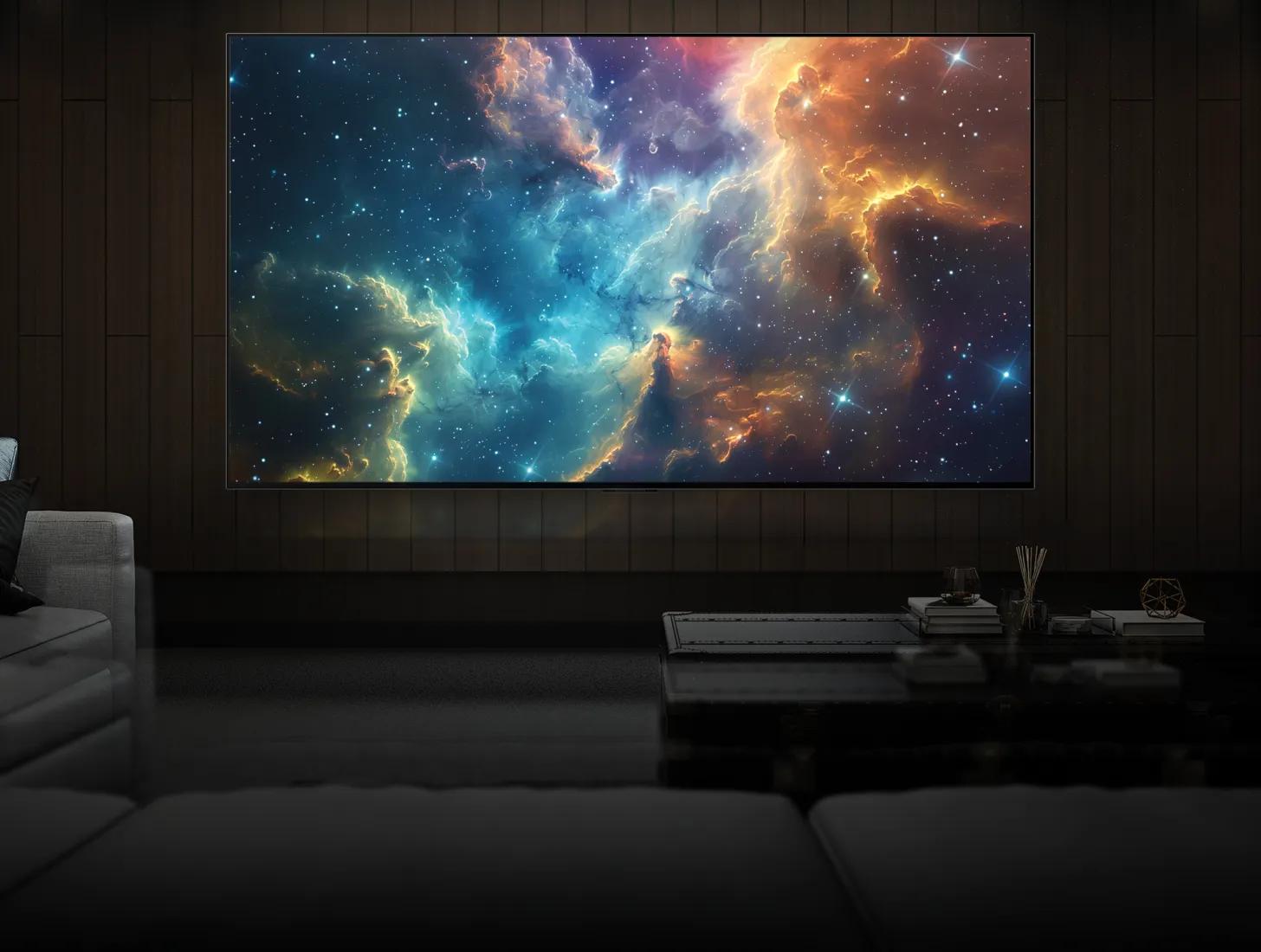 OLED TV with space image.