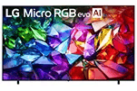 Faceted, crystal-like shapes in vivid rainbow colors on an LG Micro RGB screen.