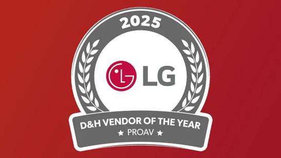 D&H Vendor of the Year 2025 Pro AV award graphic with LG Logo
