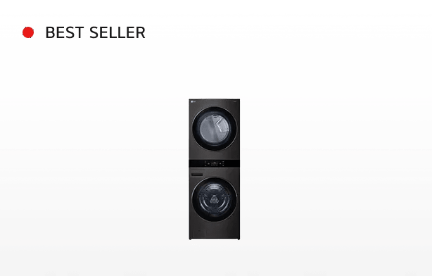 A front-facing image of the LG WKEX300HBA WashTower™.