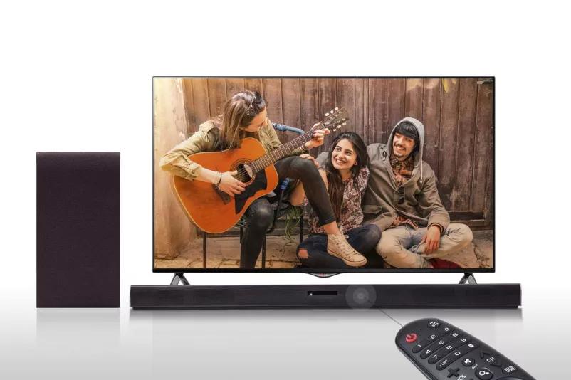Image of a TV sound bar and remote
