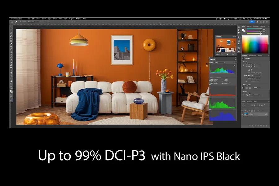 up to 99% DCI-P3 with nano IPS Black
