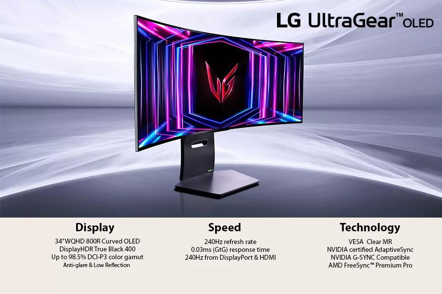 34 UltraGear OLED WQHD 240Hz 0.03ms G-Sync Compatible 800R Curved Gaming Monitor