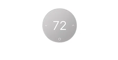 Round smart thermostat display showing a temperature setting of 72 degrees