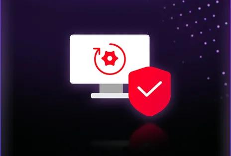 LG AI TV with LG Shield is recognized for Security Update Management, illustrated by system and shield icons, where real-time monitoring and update mechanisms help prevent threats and maintain system protection.