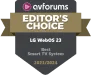 Badge labeled 'AV Forums Editor's Choice LG WebOS 23 Best Smart TV System 2023/2024.'