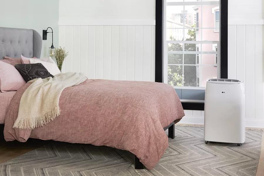 Portable air conditioner in a bedroom