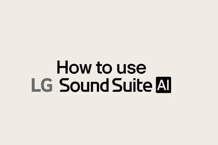 W7 Subwoofer feature showing How to use LG Sound Suite AI text on neutral background