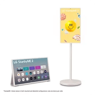 LG StanbyME 2 27-inch portable smart screen on its stand.