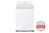 Front view of white top load washer with America's Most Reliable Line of Appliances badge at the bottom right.