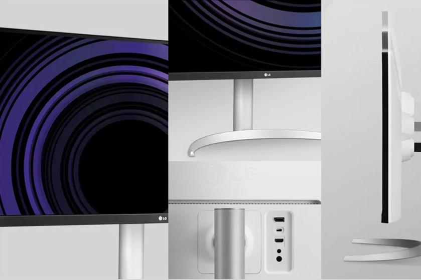 Composite view of an LG monitor showing the front, back, and side profiles.
