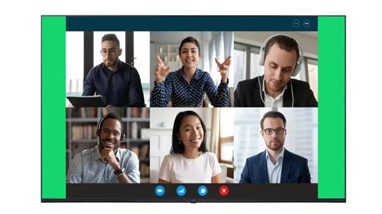 UHD signage with video conferencing going on 