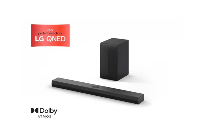 Image of LG Soundbar S70TY with subwoofer on a white background.