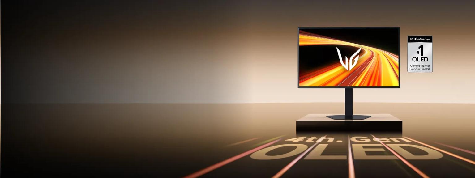 UltraGear OLED Monitor with text below it reading “4th-Gen OLED”. “Digital Trends Readers’ Choice 2025” badge.