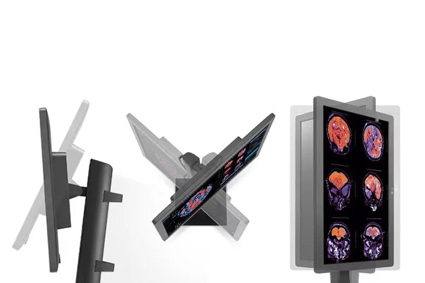 LG diagnostic monitor shown from different angles with a tilting screen.