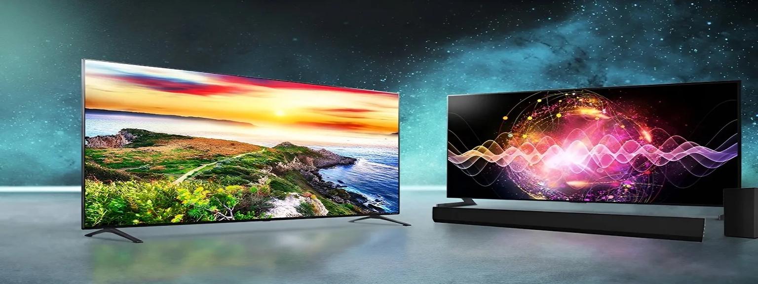 Two LG AI TVs side-by-side, showcasing cutting-edge display technology and AI-powered visuals for an unparalleled entertainment experience.