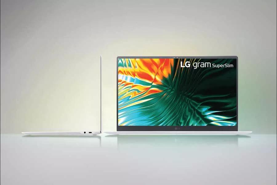 LG gram SuperSlim laptop front and side view