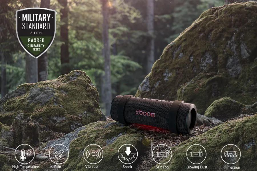 xboom Grab sitting in the wild showing military durability