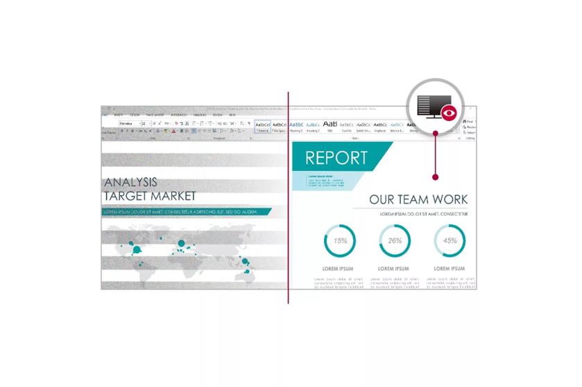 Work report displayed on the monitor with reduced flickering comparing to conventional mode