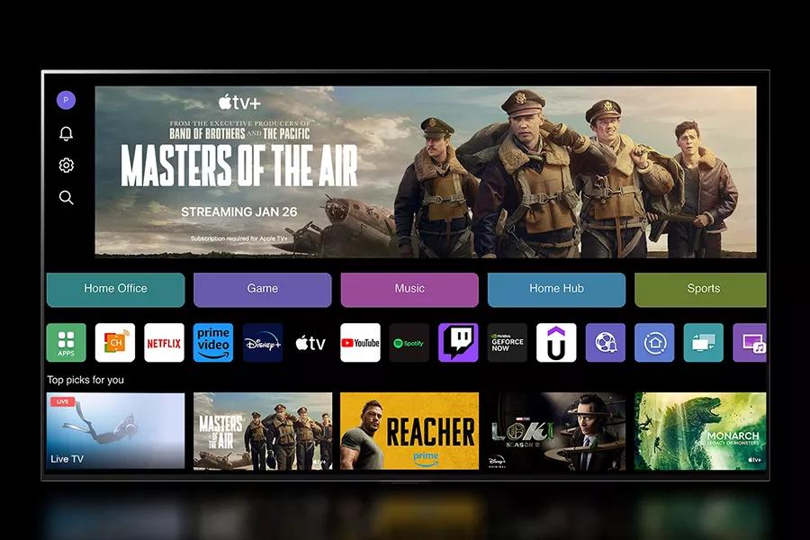The webOS interface, featuring plenty of exclusive LG Channels content.