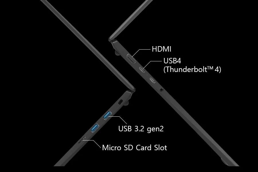 Flexible Connectivity
HDMI
USB4 (Thunderbolt 4)
USB 3.2 gen2
Micro SD Card slot