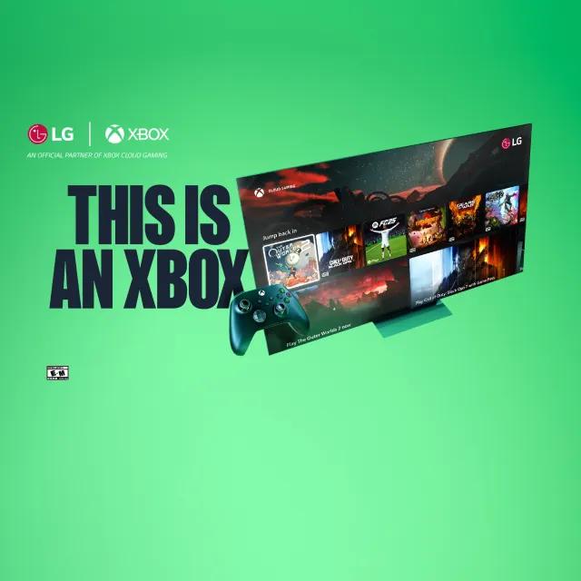 Monitor and gaming controller appear on black background. “This is an XBOX” text appears beside it.