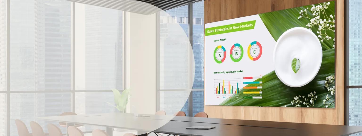 LG All in One DVLED display in a boardroom