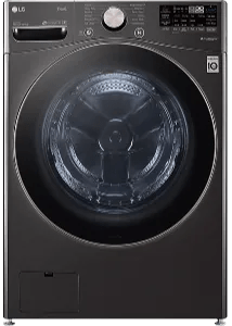 Front view of the dark gray front-load WM4000 washer.