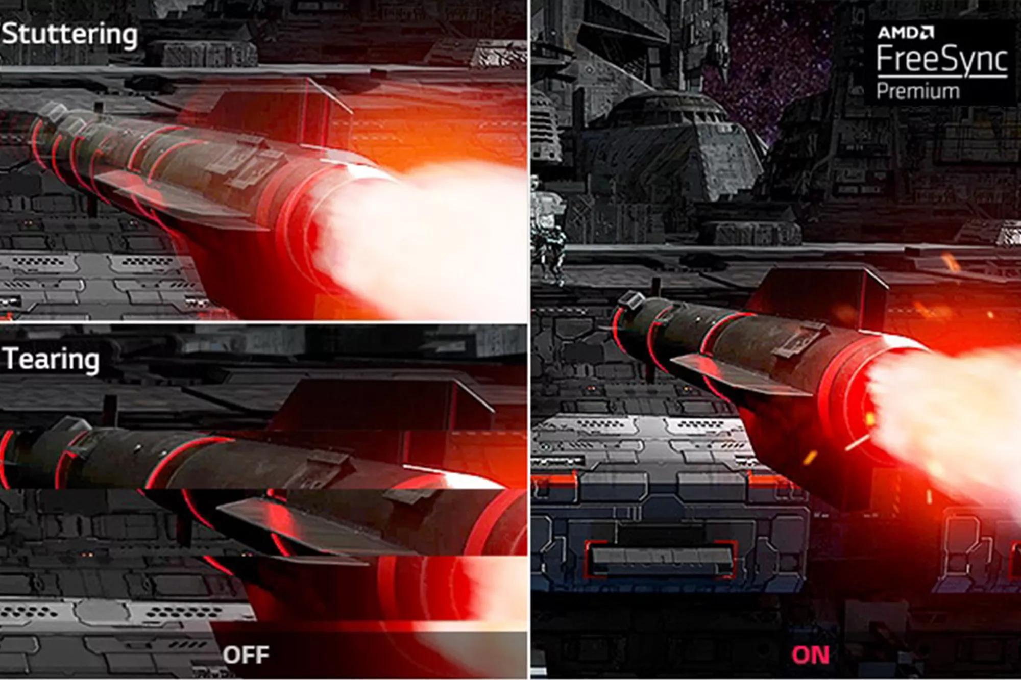 Gaming motion with AMD FreeSync Premium versus OFF