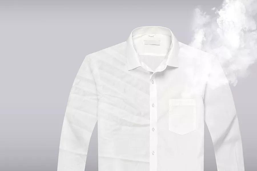 Shirt tumble dried for wrinkles