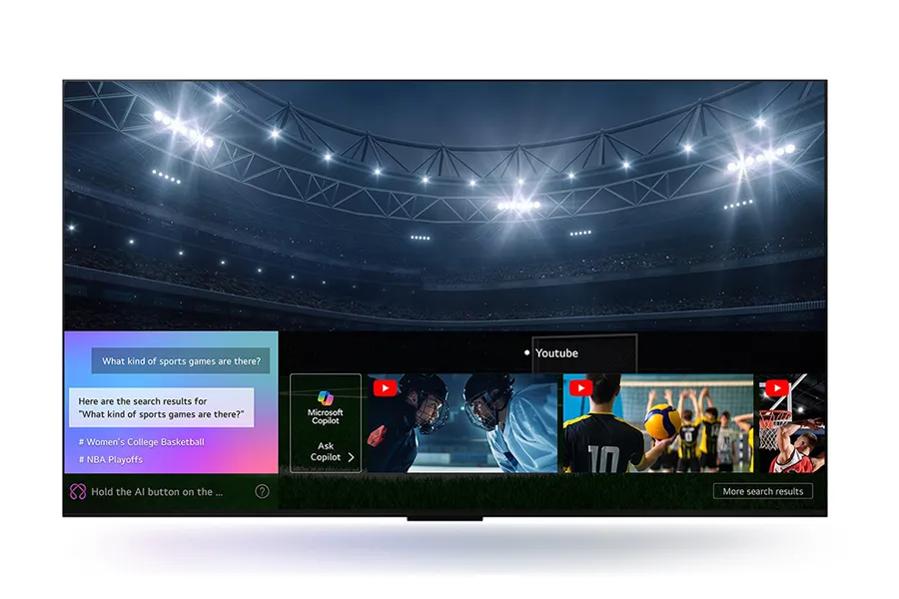 Sports search results on smart TV interface