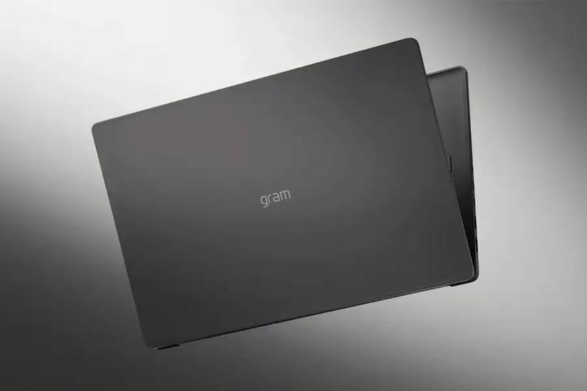 LG gram Book Laptop on a gray background